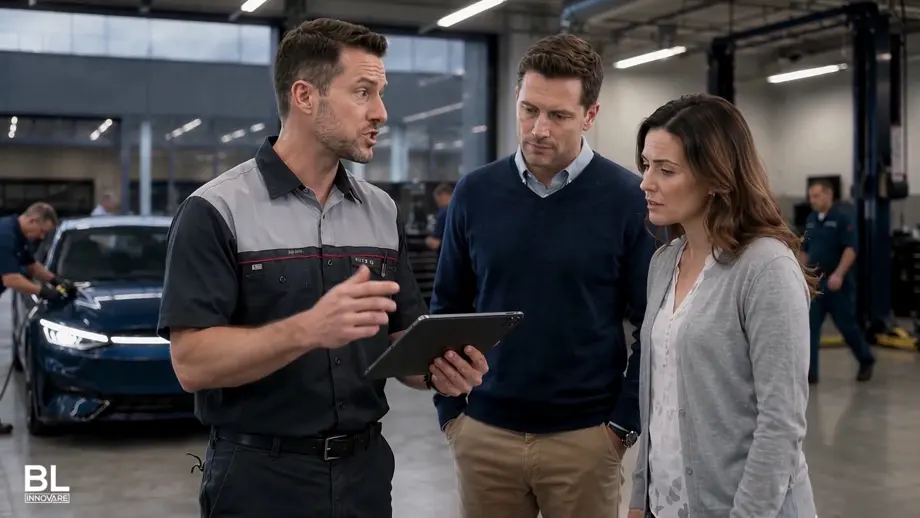 Service advisor talking with a customer