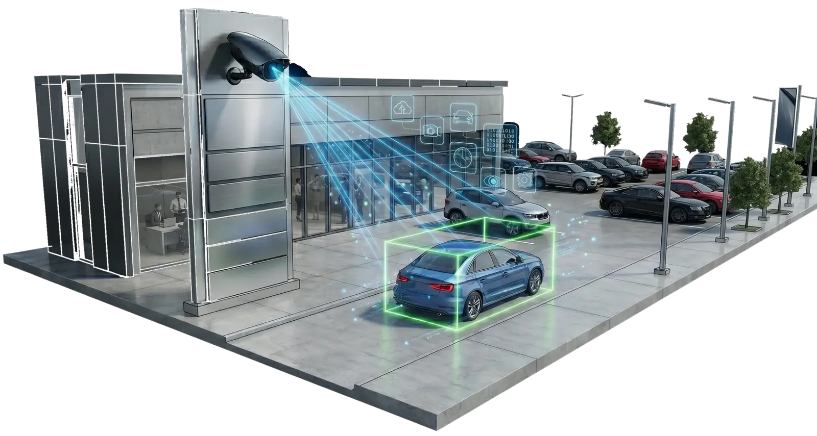 AI bounding box around a vehicle entering the service lane